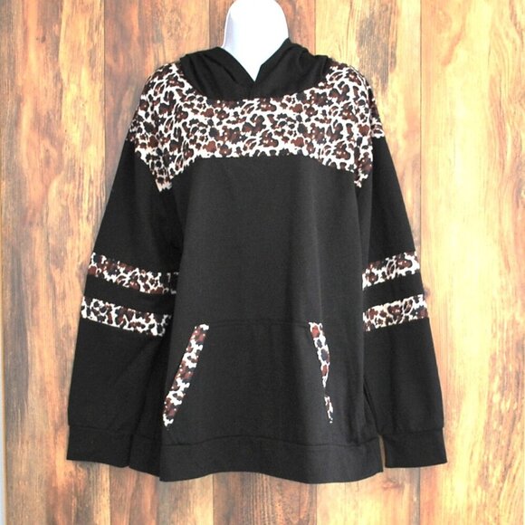 Shein Curve 3XL Hoodie Shirt Animal Print Black Women's - Picture 1 of 2
